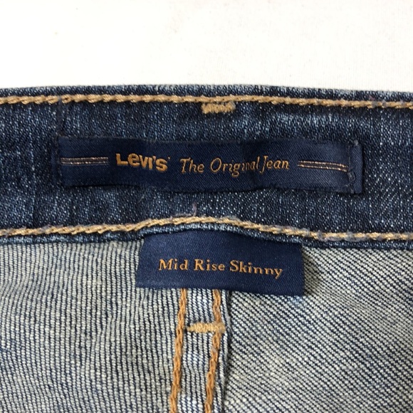 Levi’s The Original Jean Mid Rise Skinny Stretchy Cotton Dark Wash Jeans 8 Short - Picture 7 of 15